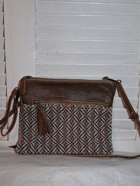 Myra Sand Weaver Shoulder Purse
